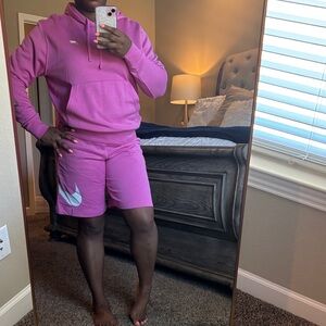 Nike Magenta Hoodie and Shorts Set
